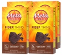 Metamucil, Fiber Thins, Daily Psyllium Husk Fiber Supplement, Understøtter fordøjelsessygdomme og tilfredsstiller sult, Chokolade Flavor, 48 Total Servering (4 pakker af 12)