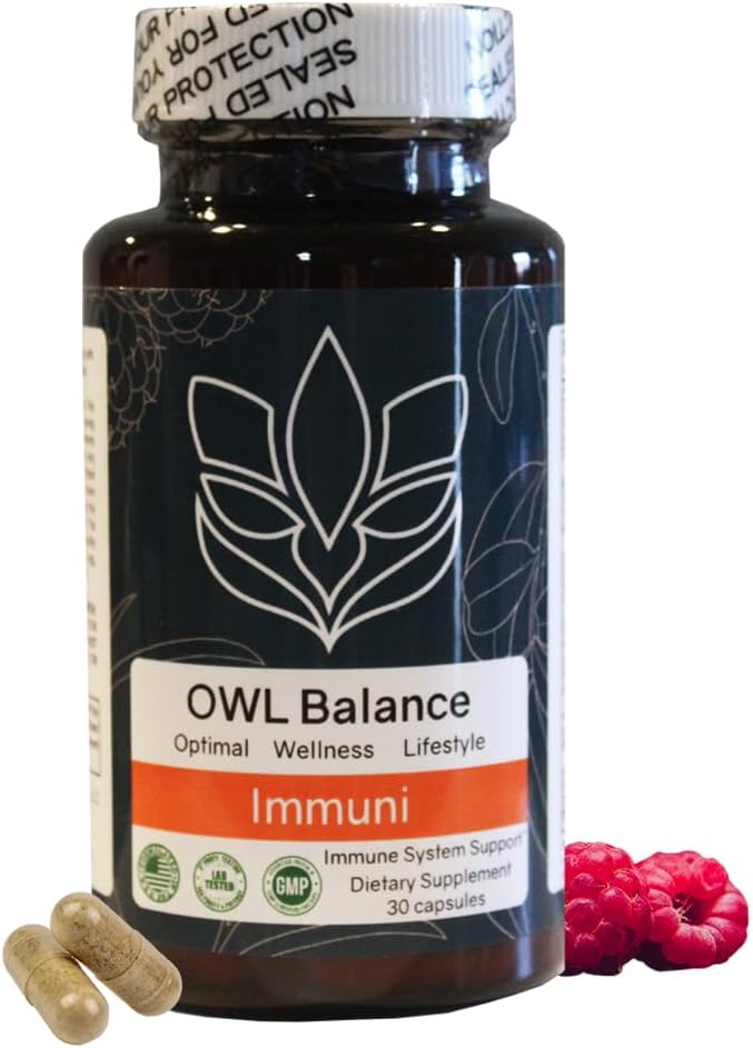 Immuri - immunforsvar - Vitamin supplement til kolde & influenza Relief - Natural Immunity System Booster - C-vitamin & E, rasberry fruit Powder, Green Tea Leaf, Olive Leaf og mere - 30 kapsler
