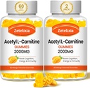 2 Pack Acetyl L- Carnitin Gummies, L- Carnitin Supplement for kvinder & mænd, Nutrition Supplement for boost energi, Immunitet & hjerne sundhed, Vegan, Non- GMO, Mango Flavor, 120 Greve