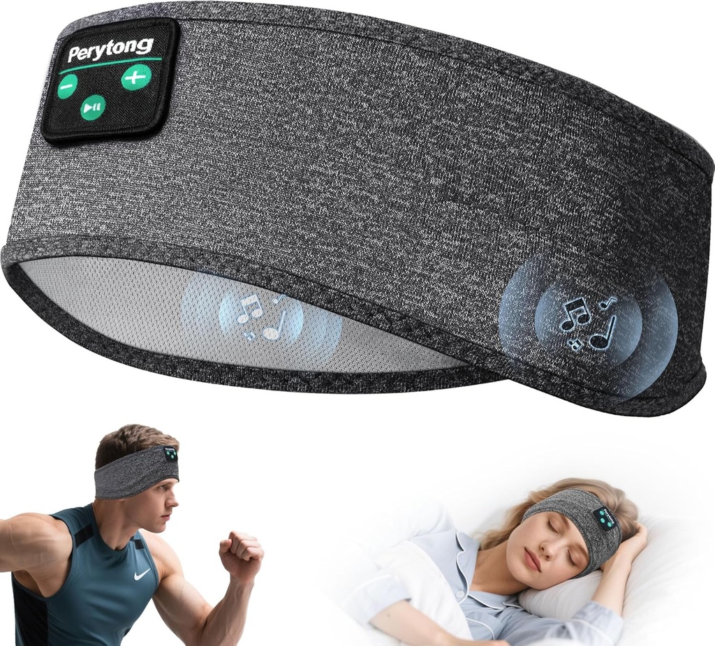 Perytong Sleep Headphones, Bluetooth Sport Headband Headphones med Ultra-Thin HD Stereo højttalere Perfekt til søvn, træning, jogging, Yoga, Insomnia, Air Travel, Meditation