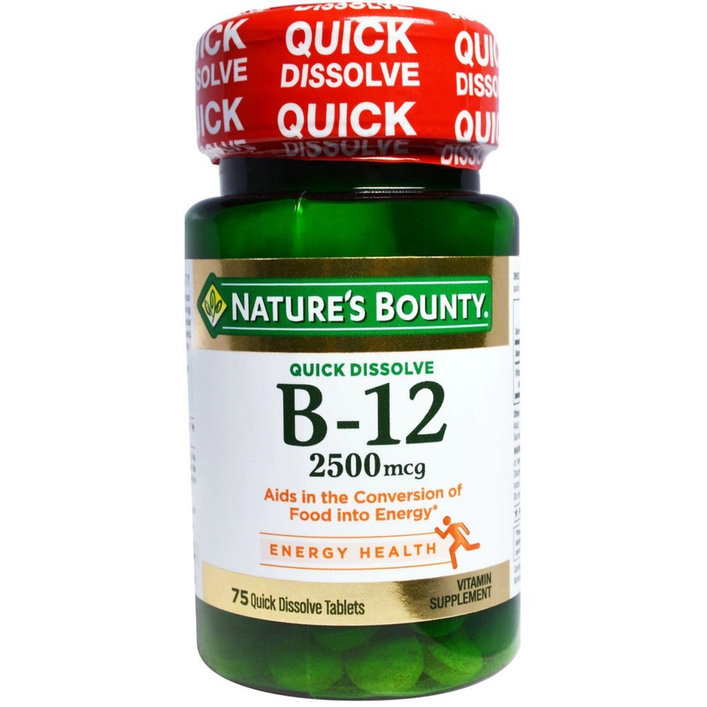 Nature's Bounty Vitamin Quick Dissolve B-12 2500 mcg Tablets, 75 ea (Pack of 5)