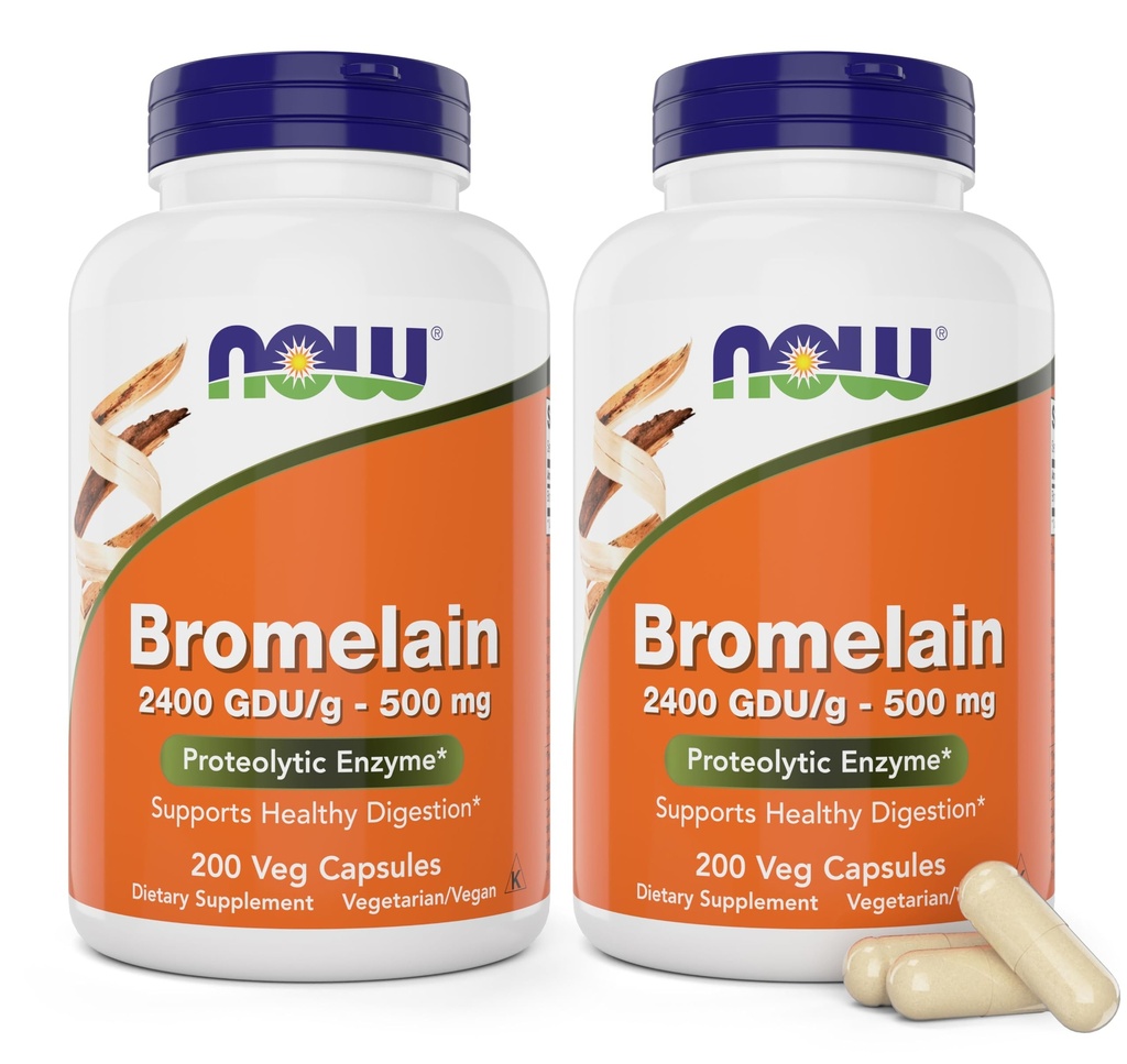 Bromelain 500 mg, 200 Veg kapsler (pakke med 2) Supplement - non- GMO, Vegan 500 mg Caps