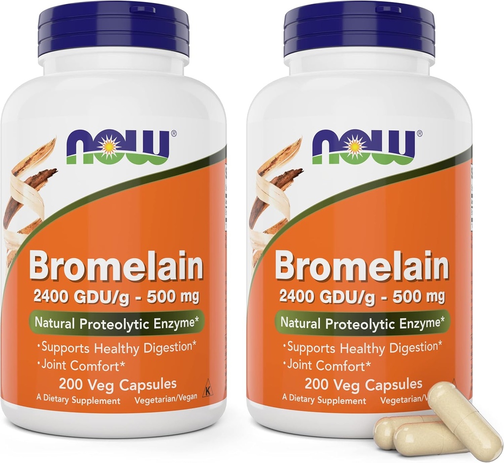 Bromelain 500 mg, 200 Veg kapsler (pakke med 2) Supplement - non- GMO, Vegan 500 mg Caps