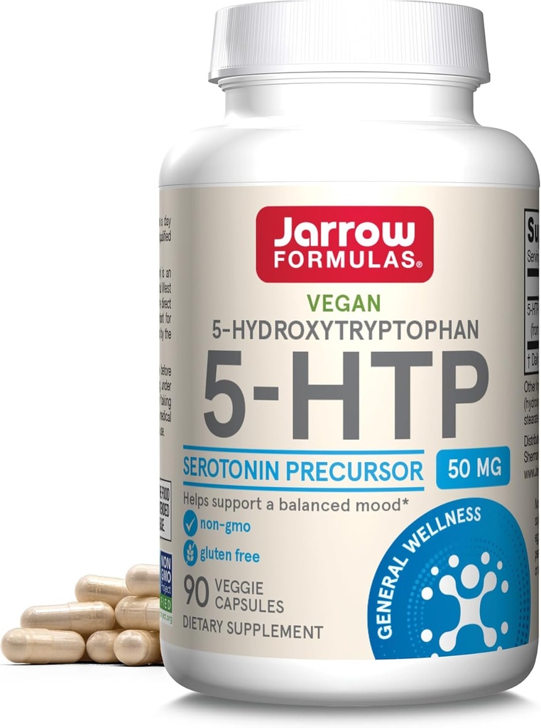 Jarrow Formulas ® 5- HTP, 100 mg, Serotonin Precursor, 90 Veggie Capsules, 90 Day Supply
