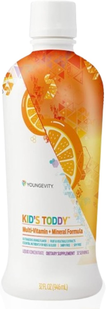 Youngevity Kid 's Toddy ™ - Mega Multivitamin til børn og børn i alderen 2 + - 14 vitaminer, 10 mineraler, Phytonutrient Blend - Højt absorberbare - Great Tasting Orange 32 Fl Oz (pakke med 1)
