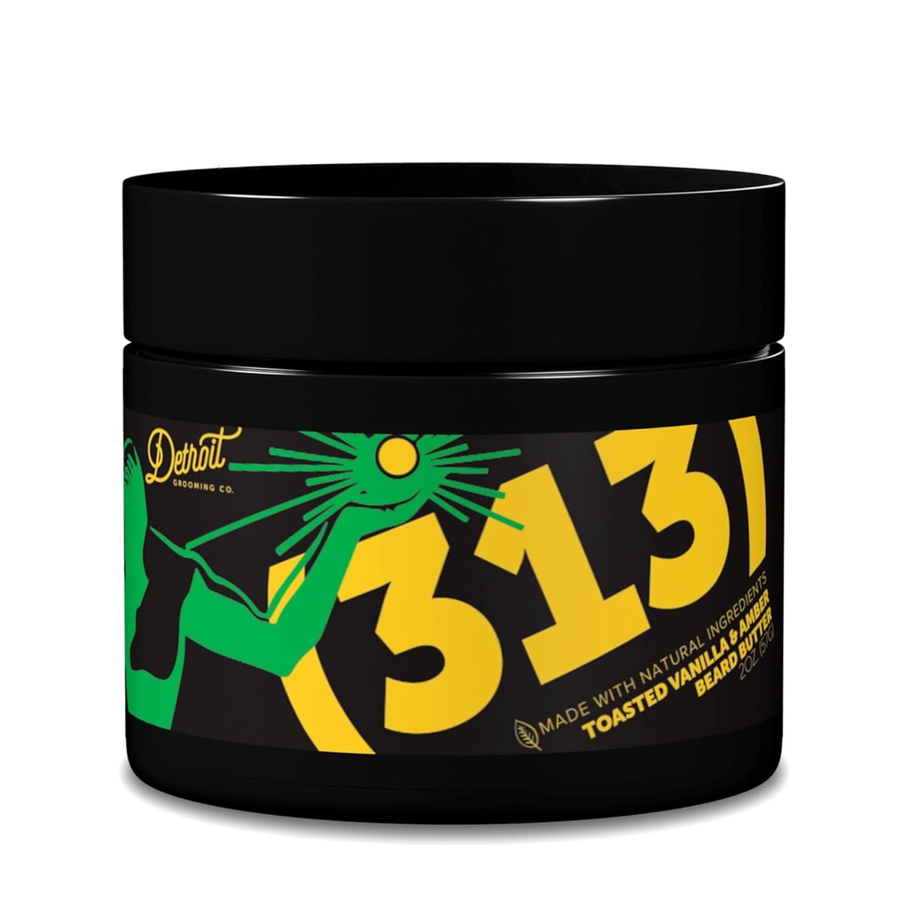 Detroit Grooming Co. Beard Butter for Men | Softens, Thickens & Hydrates with Safflower Oil & Shea Butter | 313 Scent, 2oz