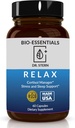 BIO- VÆSENTLIGE, Relax- Læge formuleret: Administrerer Stress, fremmer dyb søvn, Forbedrer Mood- W / Organic Holy Basil, Zink, Magnesium, Vitamin B6, Magnolia Bark, L- Theanine, Vegan- Made in USA- 60 Caps