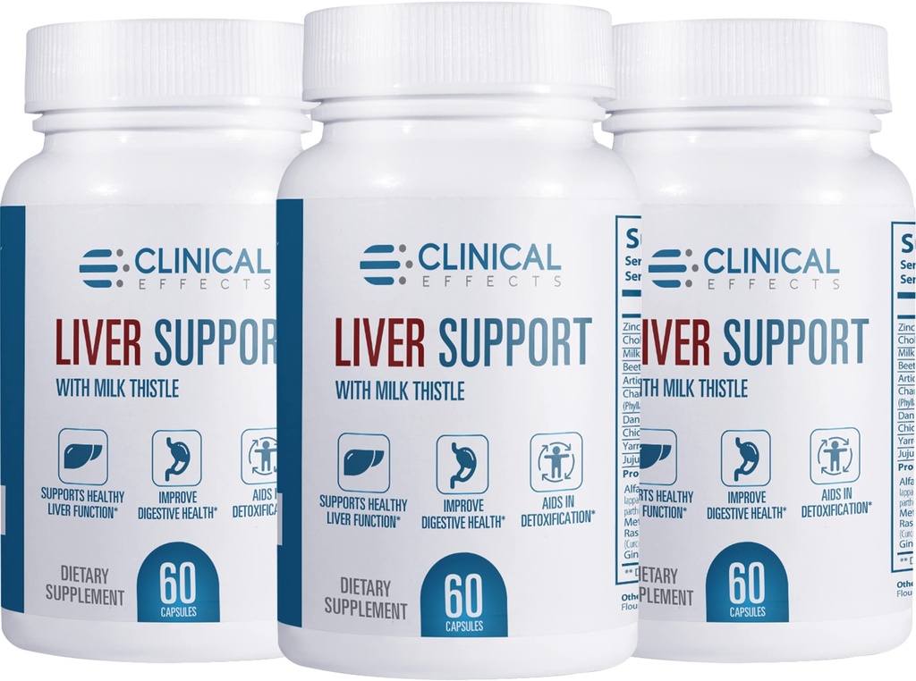 Kliniske effekter: Leverstøtte - Natural Milk Thistle and Zink Supplement - 3 Pack - Hjælper Detox og rense leveren - Understøtter leverfunktionen og fordøjelsessygdomme - Made in USA