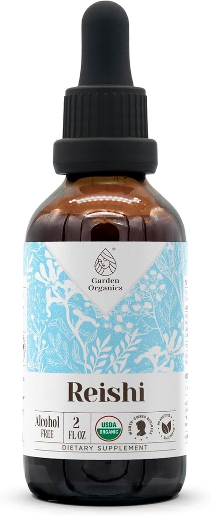 Reishi USDA Organic Alcohol- Free Extract Б124; Kosttilskud, højpotens Tincture Б124; Naturlig Certificeret Organic Reishi Mushroom (Ganoderma Lucidum) (2 oz)