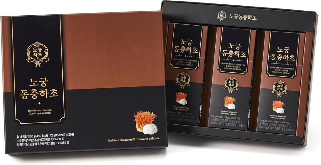 [Nogung Dongchunghacho] CordLion - Cordyceps & Lions Mane Mushroom Supplement - Understøtter Natural Energy & Immunsystem - 100% Real Extract, Urteformel for Daglig Wellness - 30 sticks