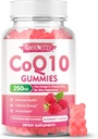 Sukkerfri CoQ10 Gummies 250 mg, Coenzym Q10 Kosttilskud Plus Omega-3, Vitamin B6 & Zink, Høj Absorption CoQ10 Supplement til Cellular Energy & Antioxidant Support, Raspberry Flavor, Vegan 60Cts