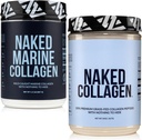 NAKED Marine Collagen 47 Servering + Collagen Peptider Protein Powder 60 Servering, Unflavored Bundle: non-GMO, Keto, Gluten Free, Paleo-Friendly, Soy Free