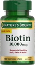 Naturens Bounty Biotin Hår Hud og negle Vitaminer, understøtter sundt hår, hud og negle, 10.000 mcg, Rapid Release Softels, 180 Ct