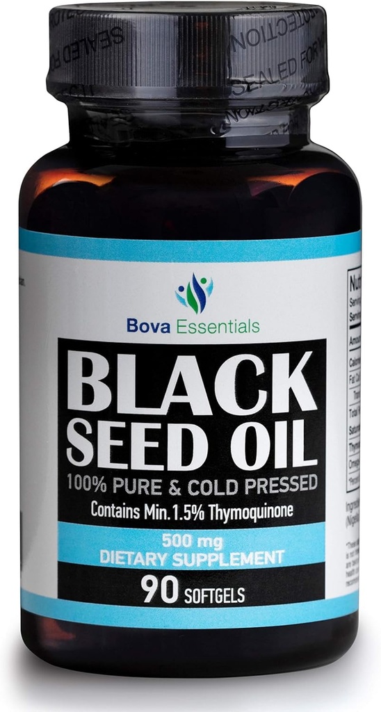 HalalEveryDay Organic Black Seed Oil - USDA Certified Cold Pressed Glass Bottle Over 1.5% Thymoquinone 3X Strength Turkish Black Cumin Nigella Sativa Non-GMO 100% Pure Blackseed Oil (Capsules)