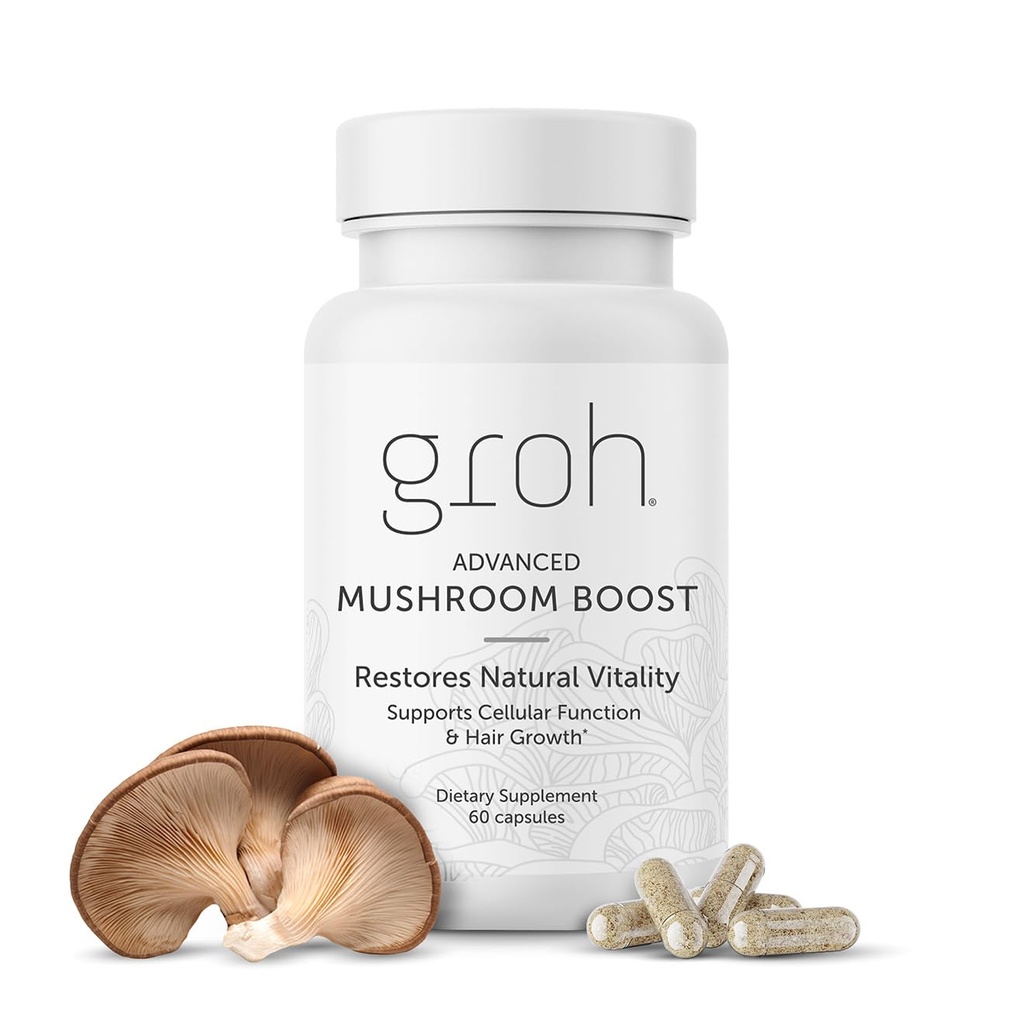 Groh Daily Vitality Boost - All Natural Hair Growth Supplement powered by ErgoD2 - Rich in Antioxidants - Vitamins for Stronger Hair, Skin & Nails- Best Choice for Thinning Hair - 60 Count