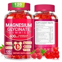Magnesium Glycinat Gummies 600 mg, sukkerfri Magnesium Gummies for voksne, tyggetabletter Kaliumtilskud til kropsstøtte, Zzz og afslapning, 120 Tæl