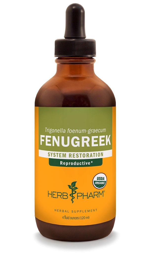 Herb Pharm Certified Organic Fenugreek Liquid Extract til kvindelig reproduktiv støtte - 4 Ounce