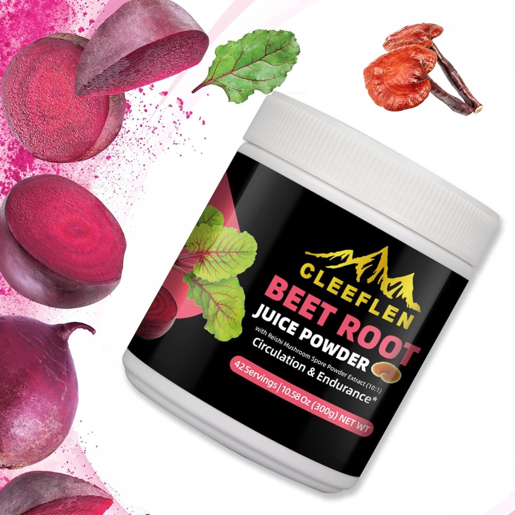 Generisk CLEEFLEN Organic Beetroot Powder: Sukkerfri, meget koncentreret supplement ideel til bodybuilding, cirkulation, og udholdenhed, pakket med superfood fordele