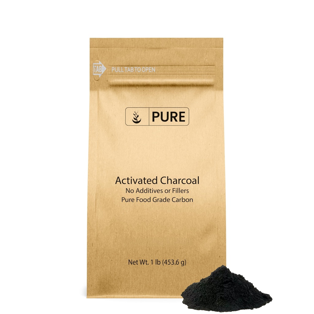 Pure Original Ingredienser Aktiveret kul (1lb) Aktiveret kul, Vegan, Non- GMO