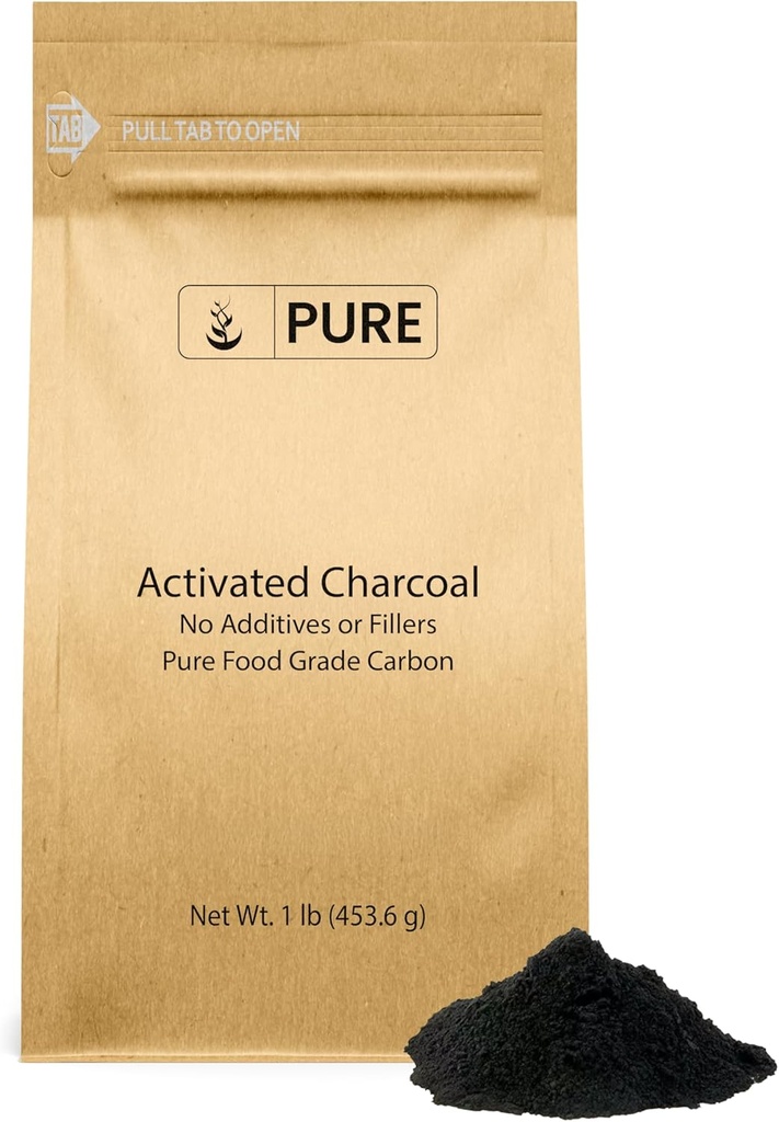 Pure Original Ingredienser Aktiveret kul (1lb) Aktiveret kul, Vegan, Non- GMO