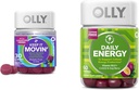 OLLY Constipation Relief 30ct, Energy Gummy 60ct - Rabarber Prunes Amla Berry, B12 CoQ10 Goji Tropical