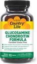 Country Life Glucosamine Chondroitin 1500mg / 1200mg - Understøtter fælles sundhed og smøring - vedligeholder sund brusk, Tendon, fælles vævstyper - Gluten fri, ikke-GMO - 90 kapsler - for voksne
