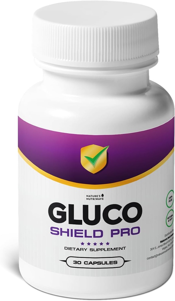 GlucoShield Pro - Natural supplement med vitaminer B1, B2, B6, Magnesium, Zink & Calciumcarbonat 124; Non- GMO, Stimulant- Free, Easy- to- Take 124; Lavet i USA, GMP- Certified Measures 124; 30 kapsler, 1 Måned Supply