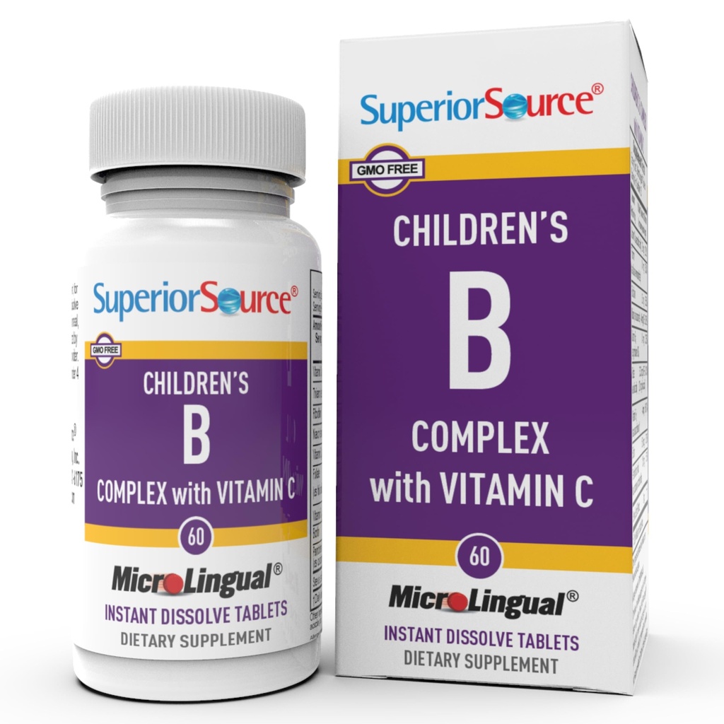 Superior Source Children? s B Kompleks med C-vitamin - Multivitamin til hjerte sundhed støtte - folinsyre supplement til børn - immunstøtte formel med C-vitamin - 60 Instant Opløs tabletter