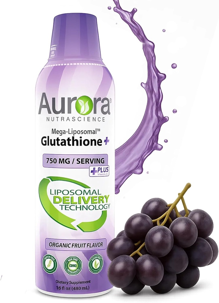 Aurora Nutrascience, Mega- Liposomal Liquid Glutathion + vitamin C, Antioxidant, Immunsystemet Support, 750 mg per servering, 16 fl oz (480 ml)