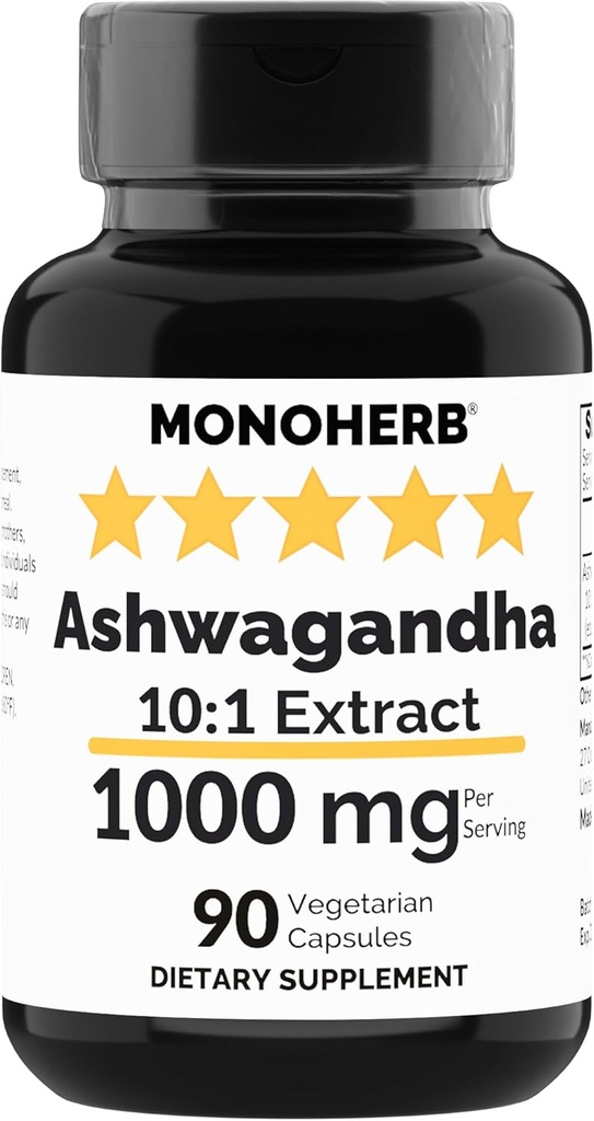 MONOHERB Ashwagandha Extract 1000 mg - 90 Vegetariske kapsler
