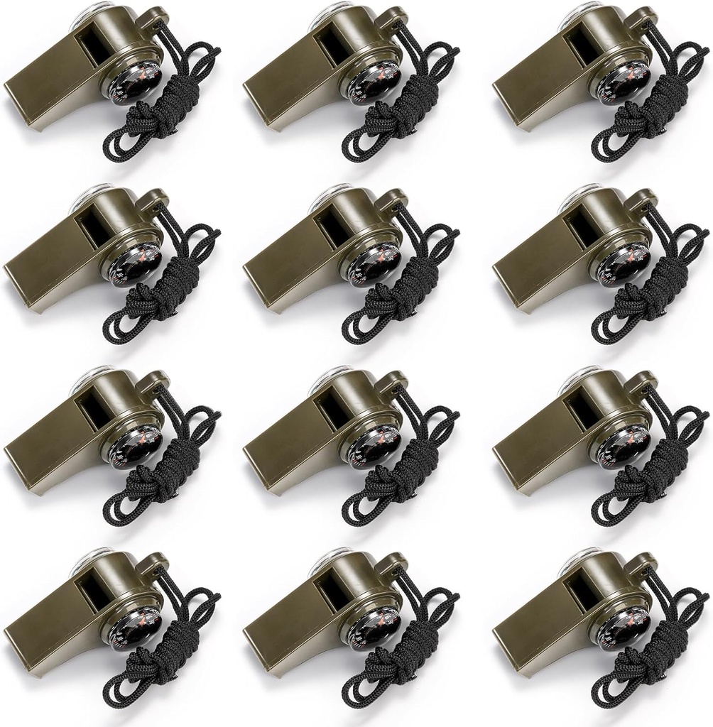 Kingrol 12 Pack Safety Whistles for adult, Kraftig nødsituation Whistles med Lanyard til sejlads, vandreture, Camping og klatring