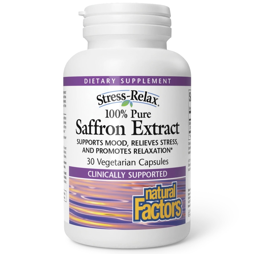 Naturlige faktorer Stress- Relax Affron Saffron Extract 28 mg, 30 vegetariske kapsler