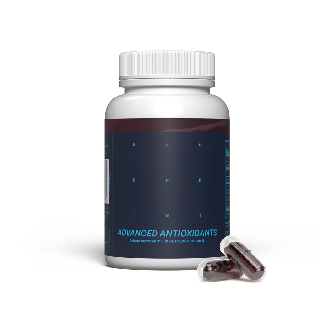 Blueprint Bryan Johnson Advanced Antioxidant Supplement - Lutein, Zeaxanthin, Lycopene, Vitamin K1, K2 - Vegankapsler til Vision, Knogle- og hjertefunktion - Opdateret formel af essentielle bløddele