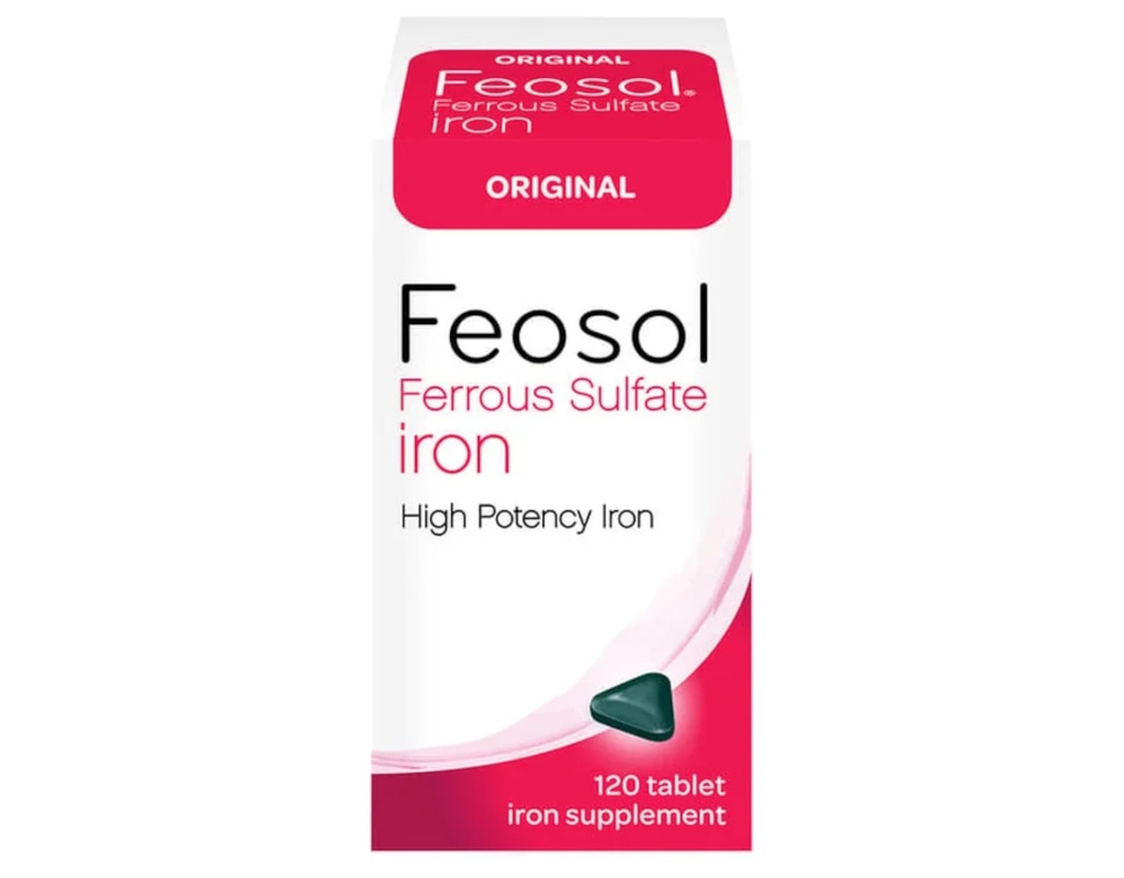 Feosol Original jerntilskud Tablets, non-heme, 325mg Ferrosulfate (65mg Elemental Jern) per Iron Pill, 1 Per dag, 120ct, 4 Måned Supply, for Energy and immun System Support, Made in USA