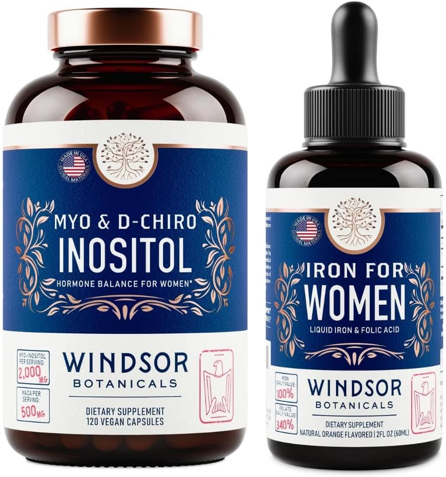 WINDSOR BOTANICALS Inositol og kvinders jernfertilitet og graviditet støtte bundle
