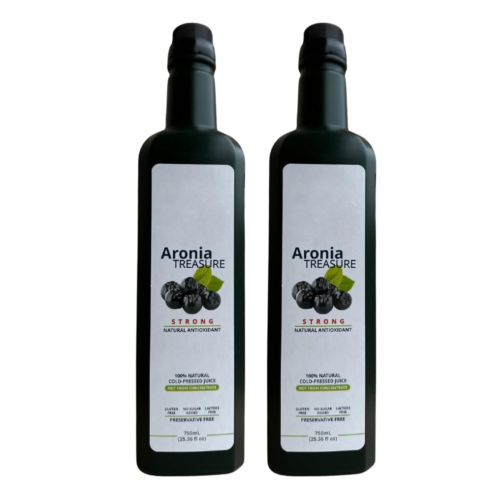 [2 x Aronia Treasure] 100% Aronia (Chokeberry) Berry Juice: 1 måneds levering, 1 skud per dag