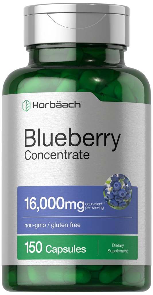 Horbäach Blueberry Extract Supplement | 150 Capsules | Blueberry Concentrate | Non-GMO & Gluten Free Formula