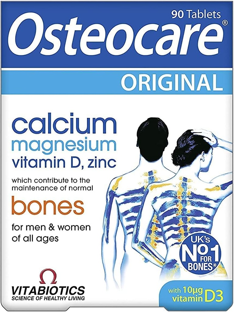 Vitabiotika Osteocare Calcium 800mg med D3-, Magnesium- og Zinkvitamin - Bone Health and Immunity Multivitamin Supplement for mænd og kvinder - 90 tabletter
