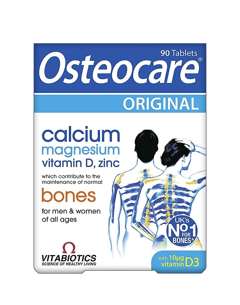 Vitabiotika Osteocare Calcium 800mg med D3-, Magnesium- og Zinkvitamin - Bone Health and Immunity Multivitamin Supplement for mænd og kvinder - 90 tabletter