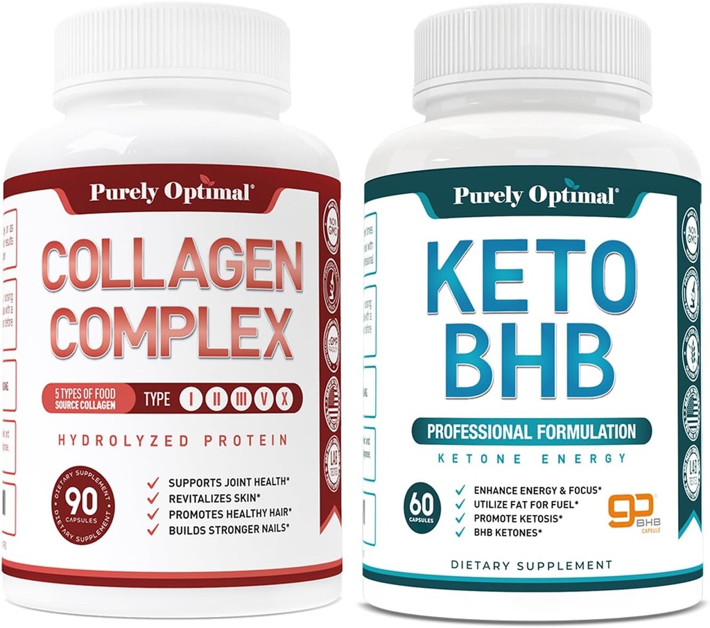 Rent Optimal Premium Keto Diet Pills Udnytte fedt til energi med Ketosis + Premium Multi Collagen Peptider Kapsler (Type I, II, III, V, X)