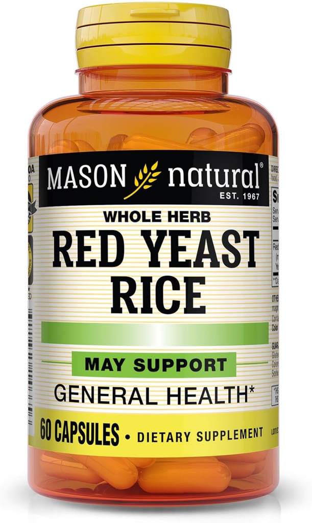 MASON NATURAL Red Gær Rice, understøtter hjerte sundhed & blodcirkulation, urtetilskud, 60 kapsler