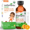 Wellows Organic Vitamin C & Zink immunforsvar * supplement til børn 2 måneder + Note 124; USDA Organic, fri for farvestoffer, Paragons & Top 9 mest almindelige allergener, Orange Flavor, (4 Fl Oz)