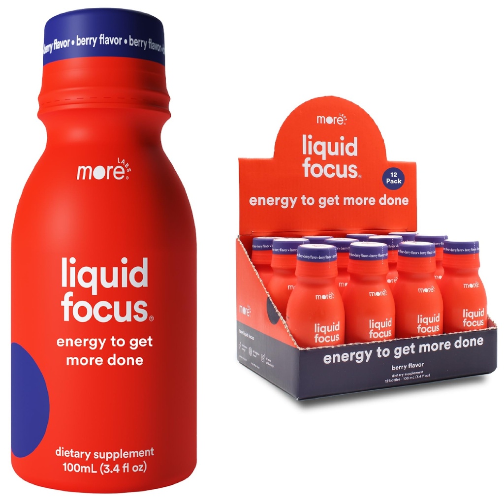 Labs Liquid Focus, Nootrop Smart Drink med stærke antioxidanter og adaptogene urter til energi og koncentration, 150mg koffein (pakke med 12)
