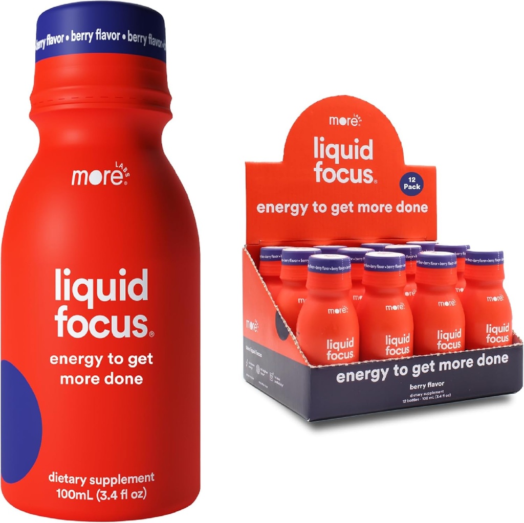 Labs Liquid Focus, Nootrop Smart Drink med stærke antioxidanter og adaptogene urter til energi og koncentration, 150mg koffein (pakke med 12)