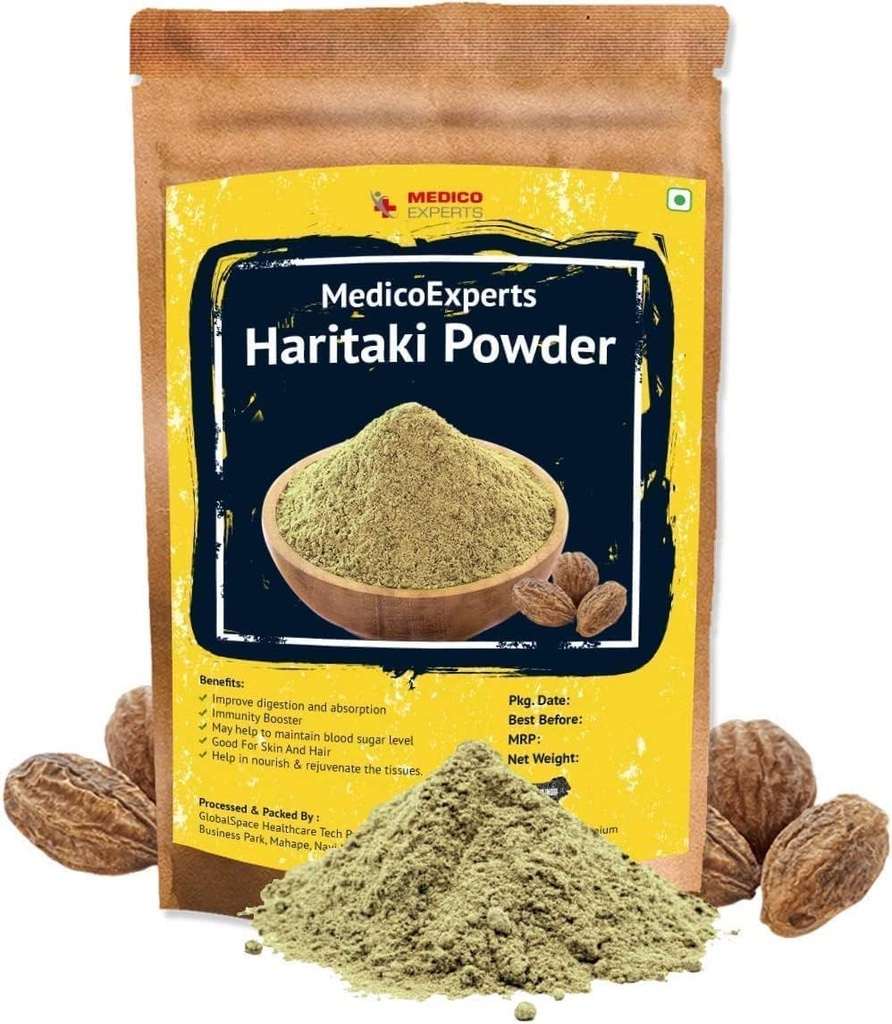 SENTA Haritaki Powder Organic - 400 GMS Beeg 124; 100% Pure Harde Powder Б124; Kadukkai Powder Б124; Harad Powder Б124; Inknut Powder for mørke cirkler, ansigt, hud & sund fordøjelse