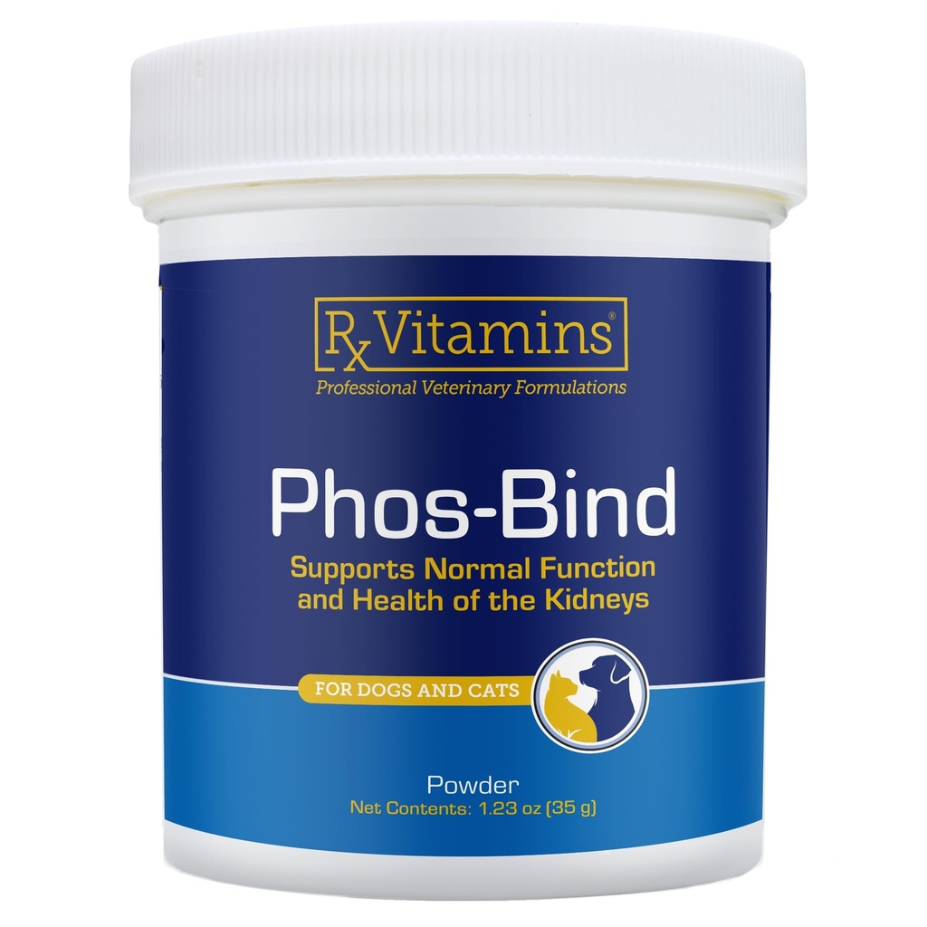 Rx Vitaminer Phos- Bind - Nyre Support Powder - Fosfat Binder til katte & Hunde til Nyre Sundhed - Understøtter normal Nyre Rengøring og essentiel Nyrepleje - 35g