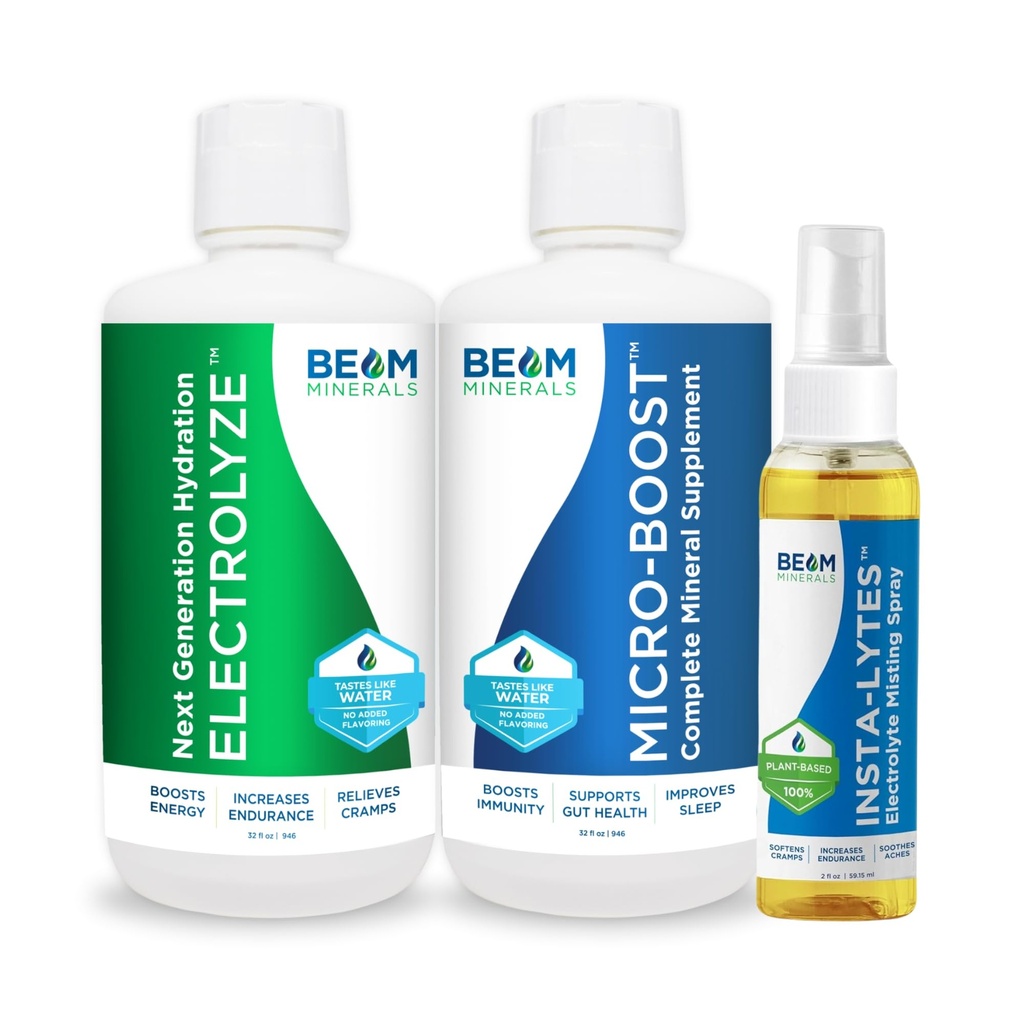 Beam Minerals Micro- Boost Humic Mineral Blend & Electrolyze Liquid and Insta- Lytes Natural Liquid Electrolytes 2oz