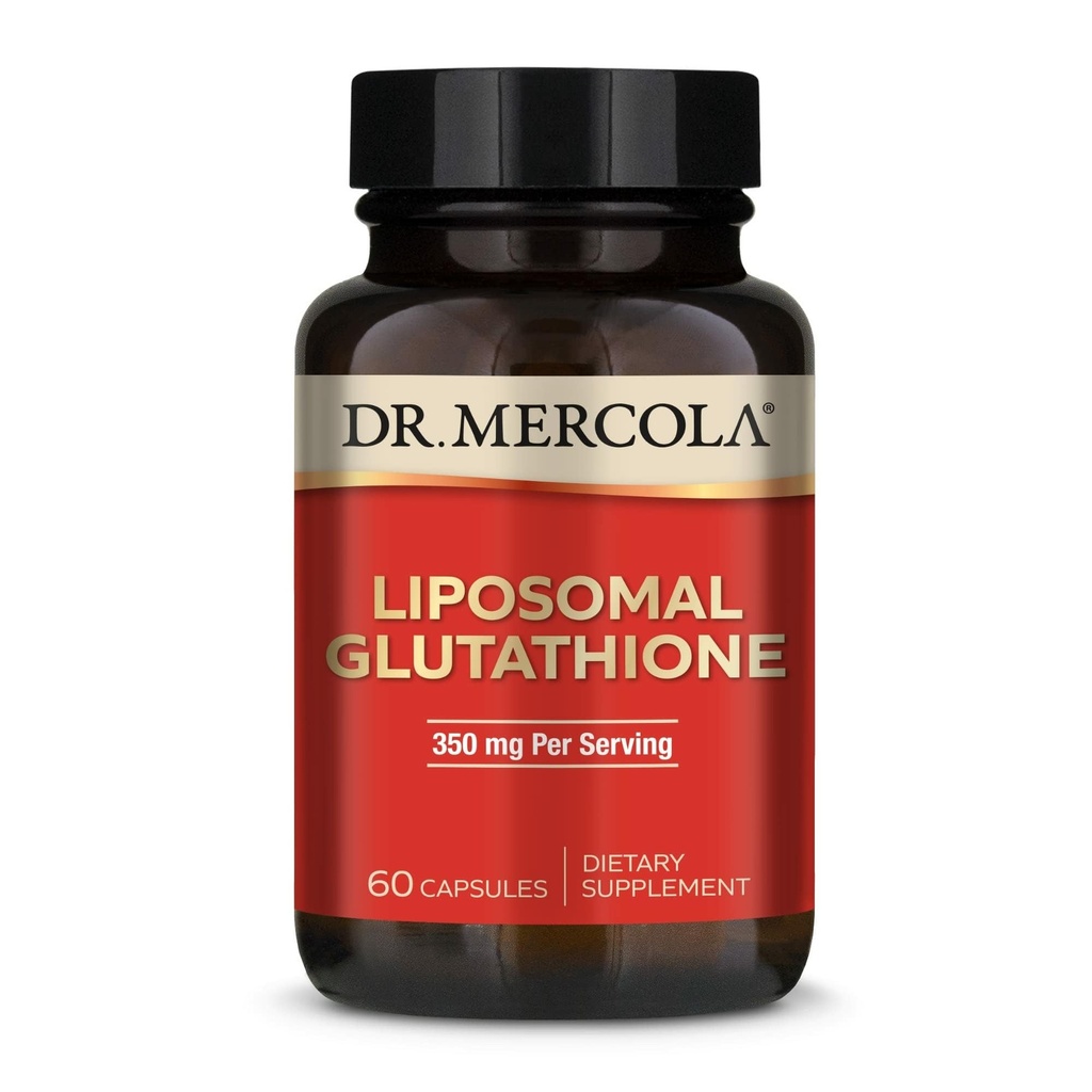 Dr. Mercola Liposomal Glutathione - 350 mg per servering - Understøtter energiproduktion - Høj Absorption - Non- GMO, Gluten- Free & Soy- Free - 60 kapsler (30 Servere)