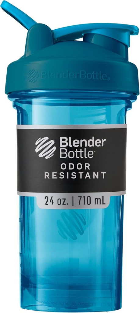BlenderBottle Shaker Flaske Pro Series Perfekt til Protein Shakes og Pre Workout, 24-Ounce, Ocean Blue