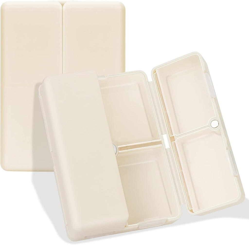 FEDY Daily Pill Organizer, 7 Compartments Portable Pill Case Travel Pill Organizer, [Folding Design] Pill Box for Purse Pocket til at holde vitaminer, torsk leverolie, kosttilskud og medication- White